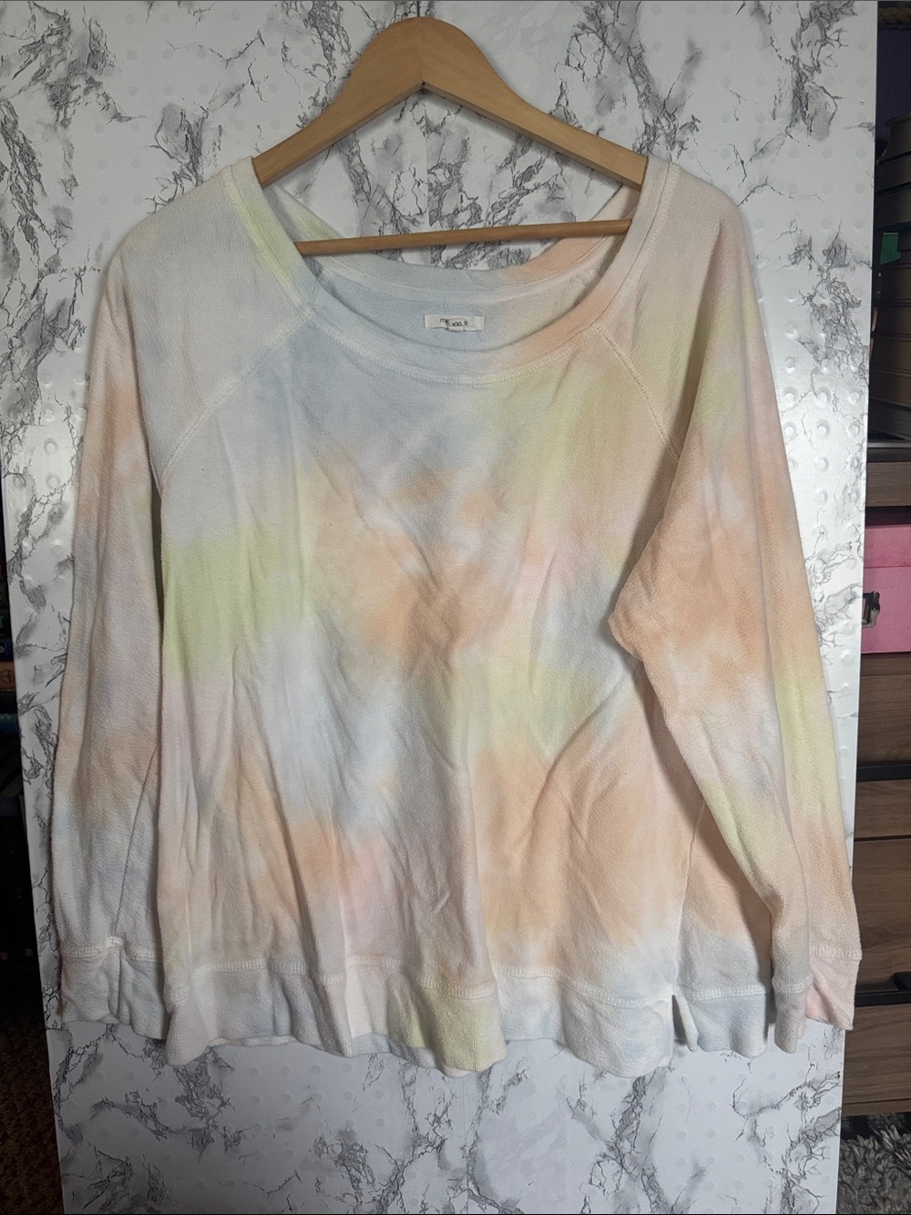 Maurices Crewneck Sweatshirt White-Pastel Tie Dye Size XXL